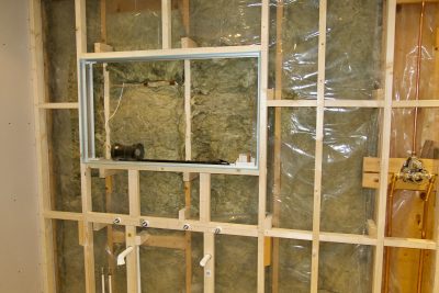 Prep work for vanity and recessed unit